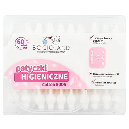 Bocioland, ушные палочки с ограничителем, 60 шт.: цены и характеристики