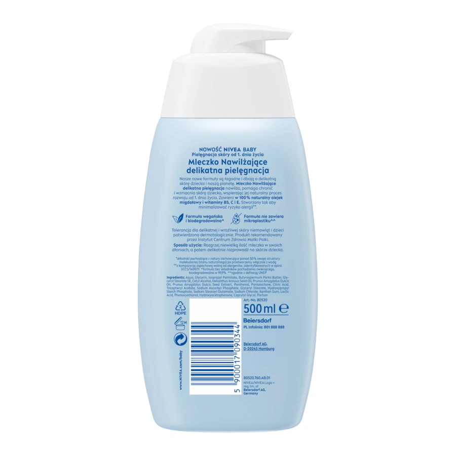 Nivea Дитяче зволожуюче молочко, Ніжний догляд, 500 мл: ціни та характеристики