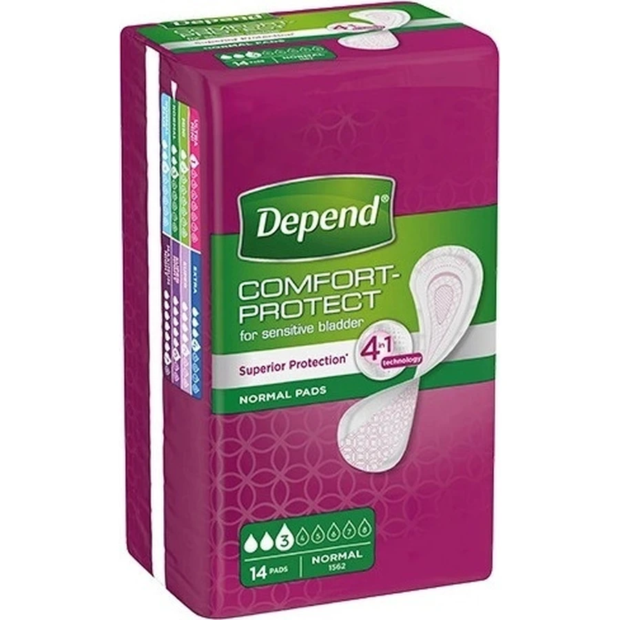 DEPEND NORMAL 1×14 шт, прокладки для недержания 9×25 см: цены и характеристики