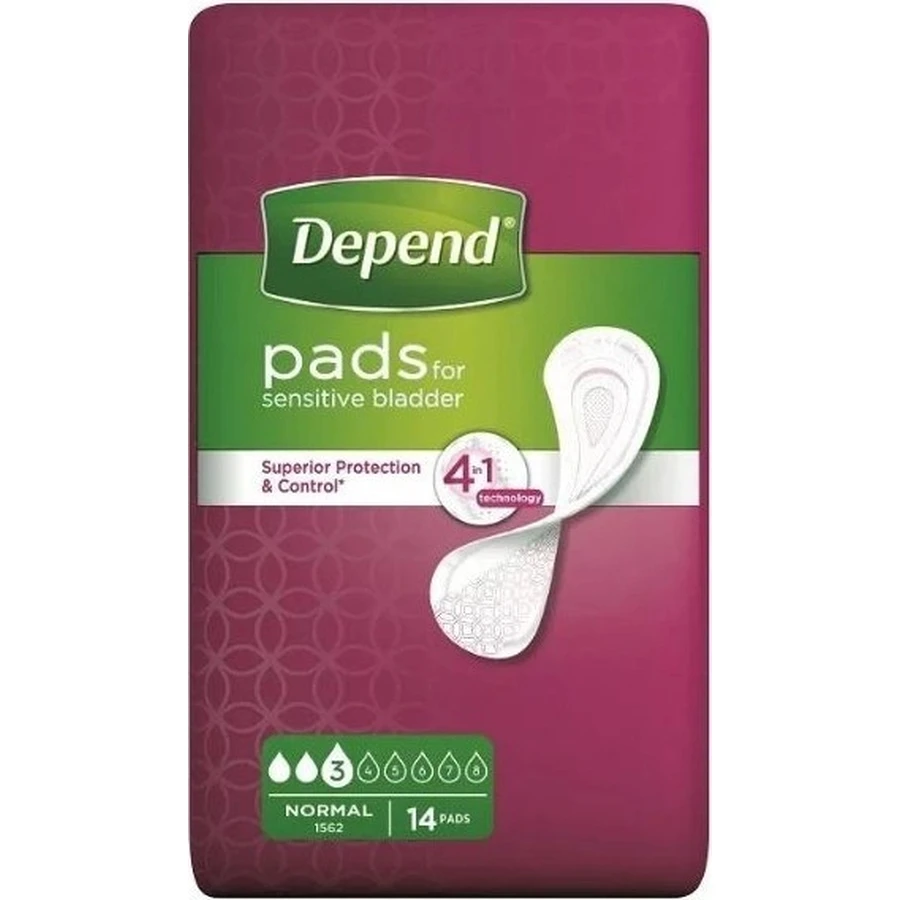 DEPEND NORMAL 1×14 шт, прокладки для недержания 9×25 см: цены и характеристики