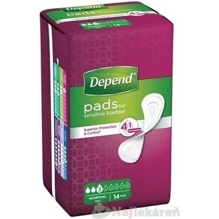 DEPEND NORMAL 1×14 шт, прокладки для недержания 9×25 см: цены и характеристики