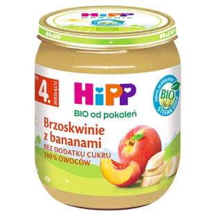 HiPP Owoce Bio, персики и бананы, после 4 месяцев, 125 г
