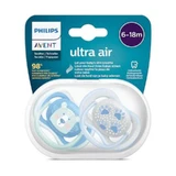 Пустышка Avent Ultra air 6-18 месяцев, голубая/зеленая х 2шт, SCF 085/03