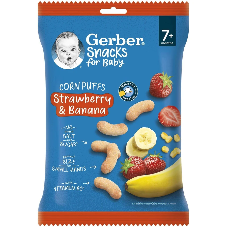 Gerber Snacks кукурузные чипсы с клубникой и бананом 28 г: цены и характеристики