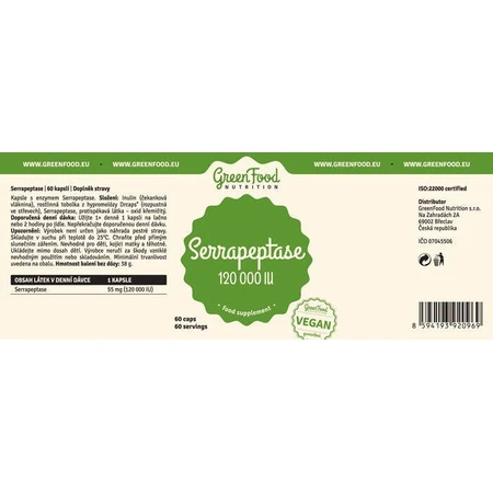 GreenFood Nutrition Серрапептаза 120000IU 60 капсул: цены и характеристики