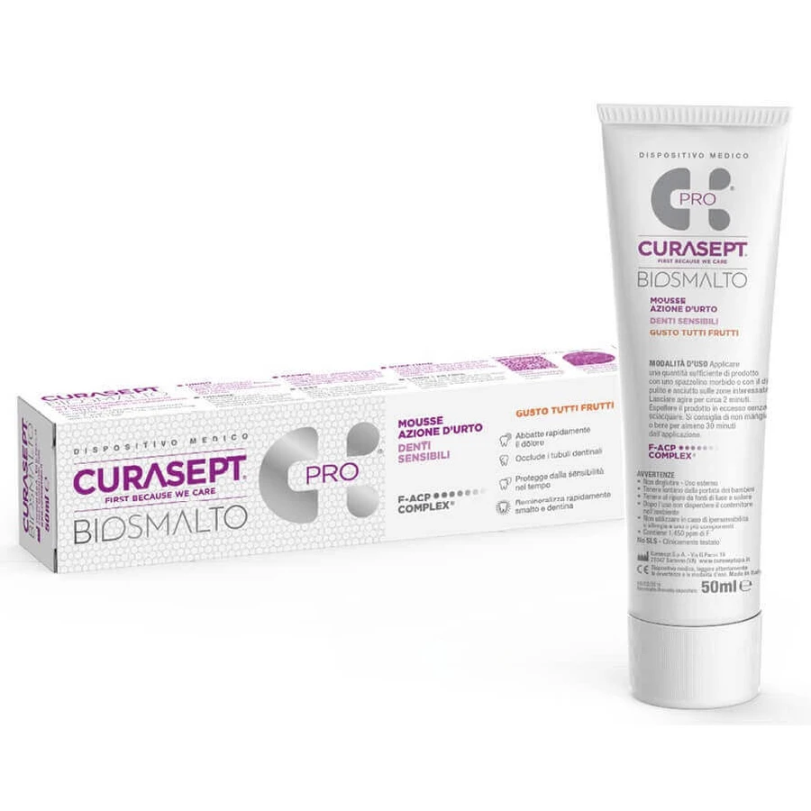 Зубная паста для чувствительных зубов Biosmalto Mousse, 50 мл, Curasept: цены и характеристики