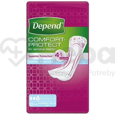 DEPEND NORMAL PLUS 1×12 шт, прокладки для недержания 10×28 см: цены и характеристики