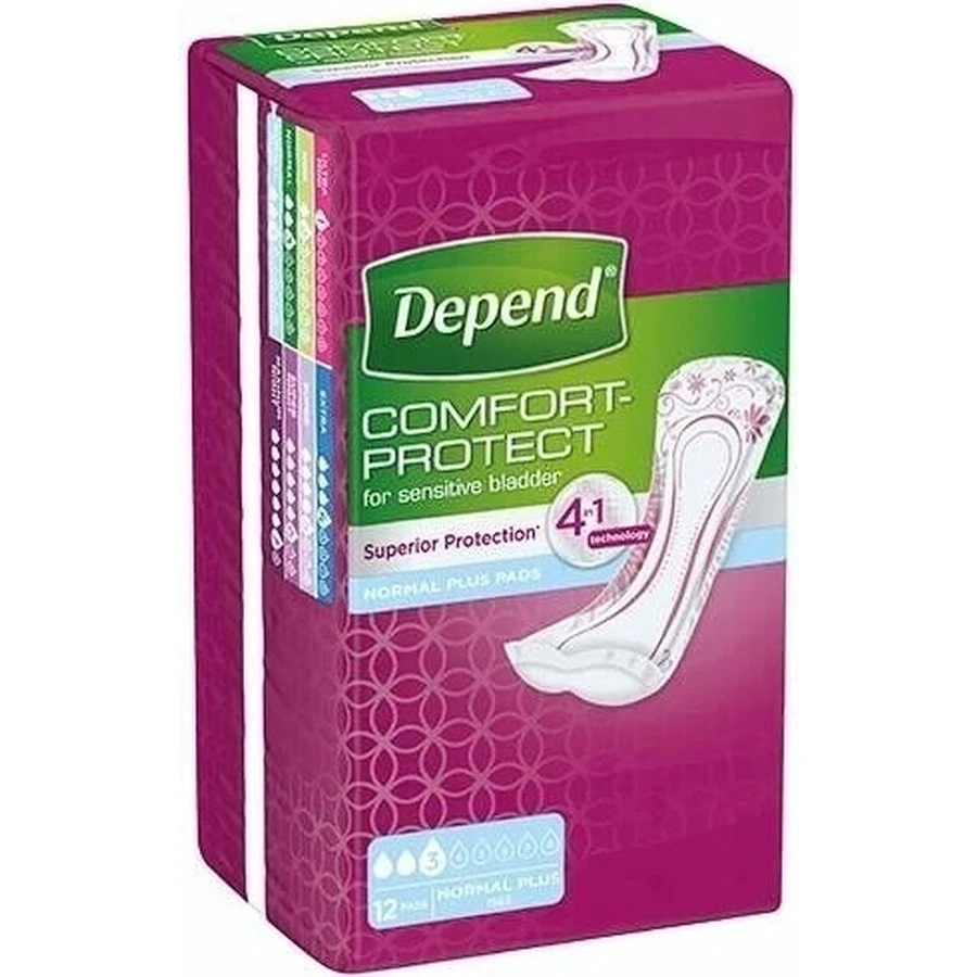 DEPEND NORMAL PLUS 1×12 шт, прокладки для недержания 10×28 см: цены и характеристики