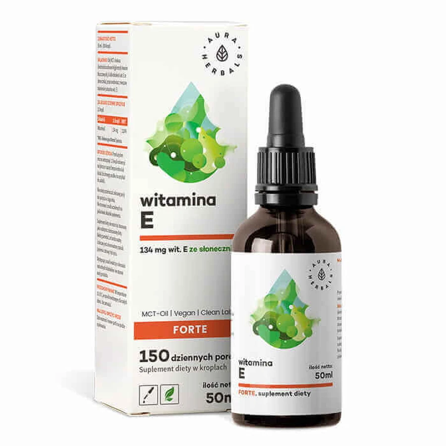 Вітамін Е форте (200 МО) MCT- краплі олійні (50 мл) Aura Herbals: ціни та характеристики