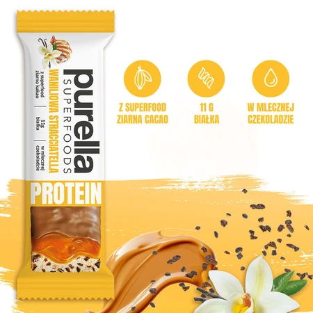 Протеїн Purella Superfoods Protein, протеїновий батончик, ванільна страчателла, 45 г: ціни та характеристики