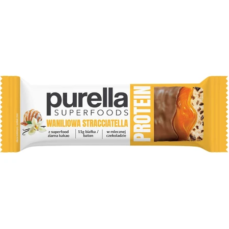 Протеїн Purella Superfoods Protein, протеїновий батончик, ванільна страчателла, 45 г: ціни та характеристики