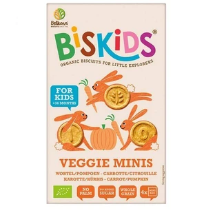 Belkorn BISkids BIO дитяче цільнозернове міні-печиво з морквою та гарбузом без додавання цукру 120 г