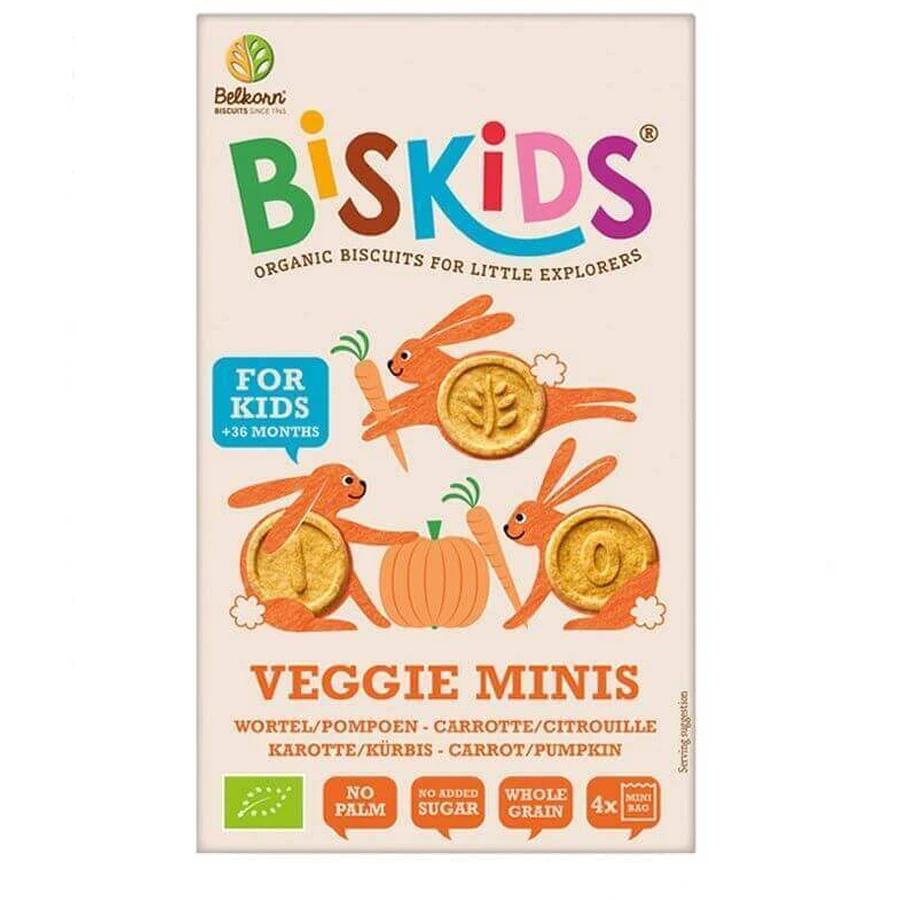 Belkorn BISkids BIO дитяче цільнозернове міні-печиво з морквою та гарбузом без додавання цукру 120 г: ціни та характеристики