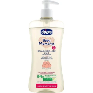 Chicco Міцелярний шампунь для волосся та тіла з дозатором Baby Moments Sensitive 94% натуральних інгредієнтів 500 мл