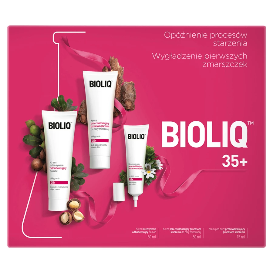 BIOLIQ 35+, Антивіковий набір для комбінованої шкіри, Крем 50 мл + Нічний крем 50 мл + Крем для шкіри навколо очей 15 мл - Тривале використання!: ціни та характеристики
