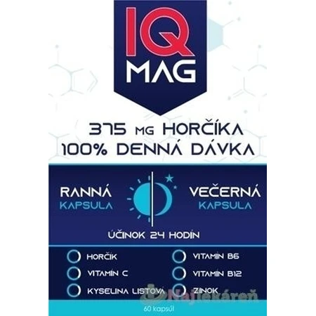 IQ MAG магній вранці та ввечері 1×60 капсул, дієтична добавка: ціни та характеристики