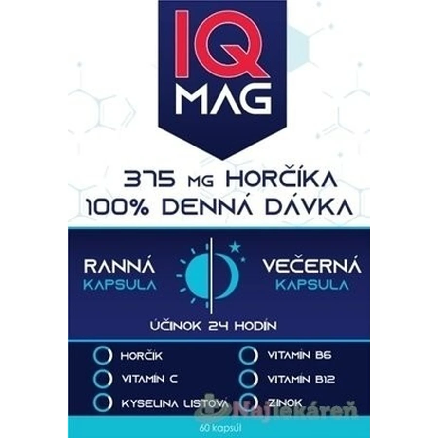 IQ MAG магній вранці та ввечері 1×60 капсул, дієтична добавка: ціни та характеристики