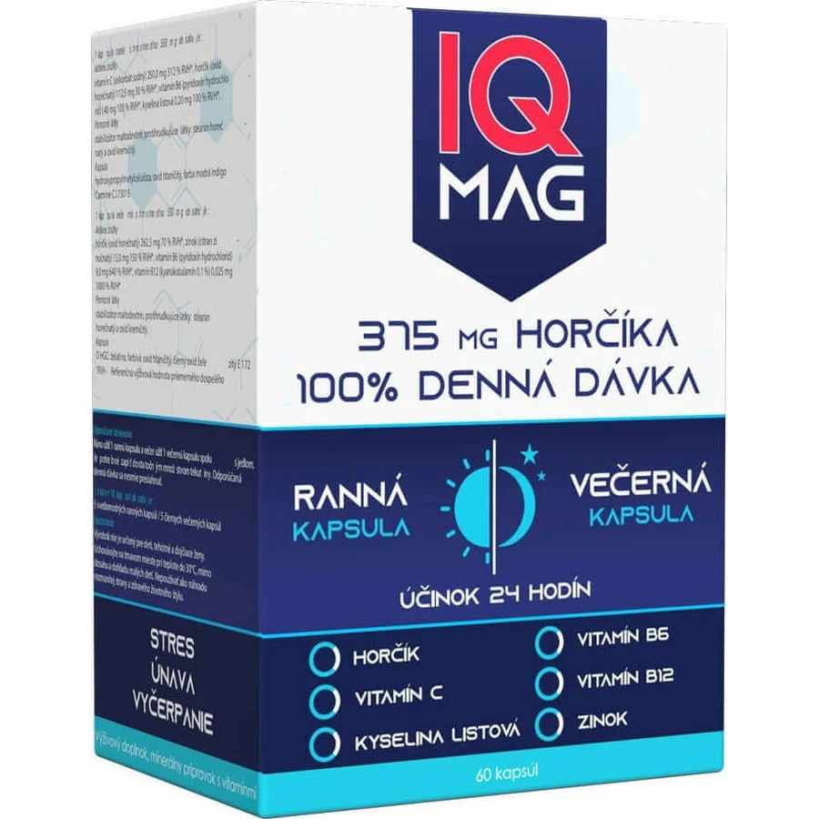 IQ MAG магній вранці та ввечері 1×60 капсул, дієтична добавка: ціни та характеристики