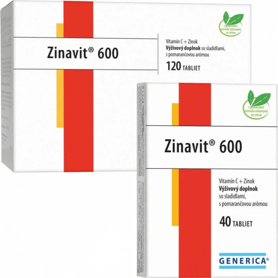 GENERICA Zinavit 600 с апельсиновым вкусом 1×40 табл, (витамин С + цинк): цены и характеристики