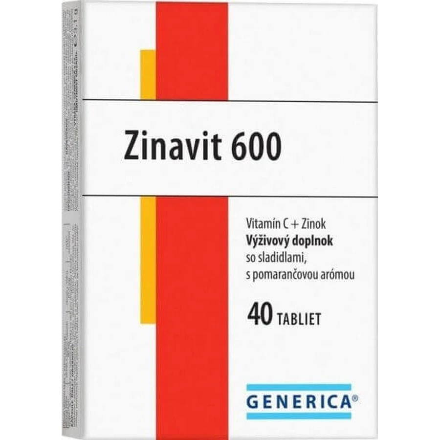 GENERICA Zinavit 600 с апельсиновым вкусом 1×40 табл, (витамин С + цинк): цены и характеристики