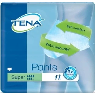 TENA PANTS SUPER LARGE 1×12 шт, еластичні поглинаючі трусики, поглинання 2010 мл, обхват стегон 100-135 см