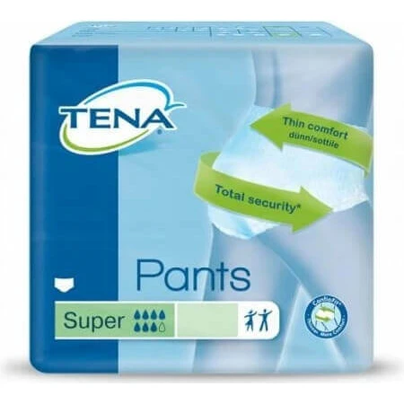 TENA PANTS SUPER LARGE 1×12 шт, еластичні поглинаючі трусики, поглинання 2010 мл, обхват стегон 100-135 см: ціни та характеристики