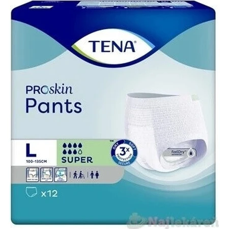 TENA PANTS SUPER LARGE 1×12 шт, еластичні поглинаючі трусики, поглинання 2010 мл, обхват стегон 100-135 см: ціни та характеристики