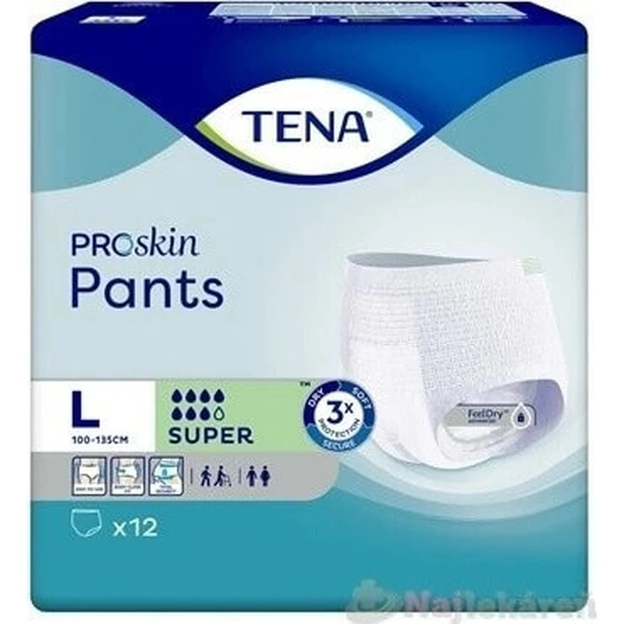 TENA PANTS SUPER LARGE 1×12 шт, еластичні поглинаючі трусики, поглинання 2010 мл, обхват стегон 100-135 см: ціни та характеристики