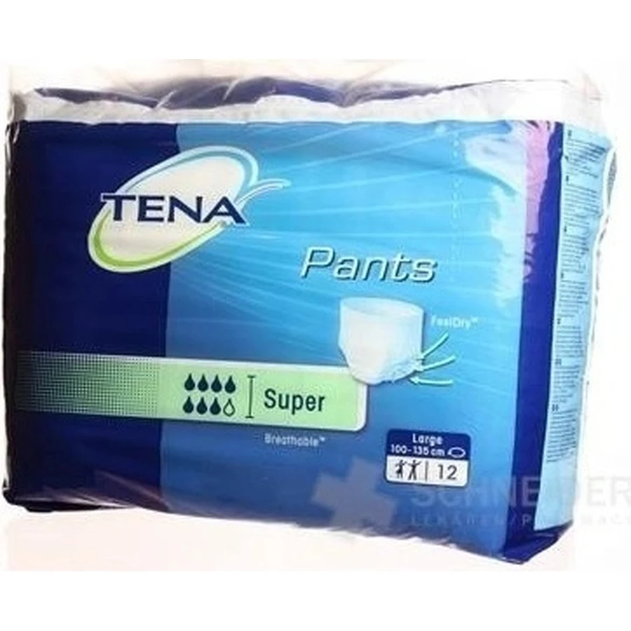 TENA PANTS SUPER LARGE 1×12 шт, еластичні поглинаючі трусики, поглинання 2010 мл, обхват стегон 100-135 см: ціни та характеристики