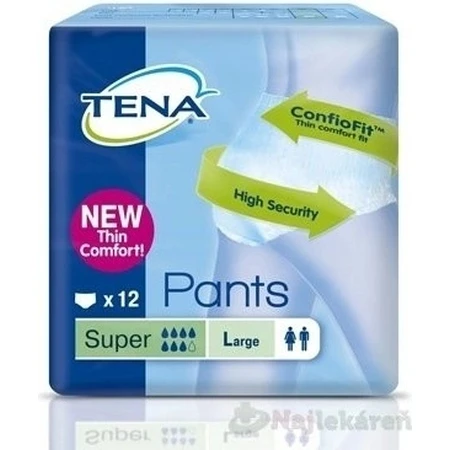 TENA PANTS SUPER LARGE 1×12 шт, еластичні поглинаючі трусики, поглинання 2010 мл, обхват стегон 100-135 см: ціни та характеристики