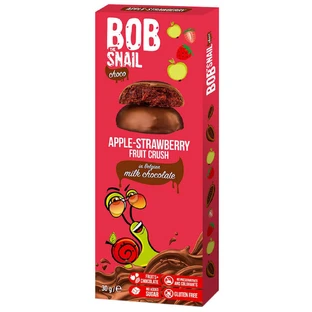 Bob Snail Choco Фруктовый снек в молочном шоколаде, яблоко, клубника, 30 г.