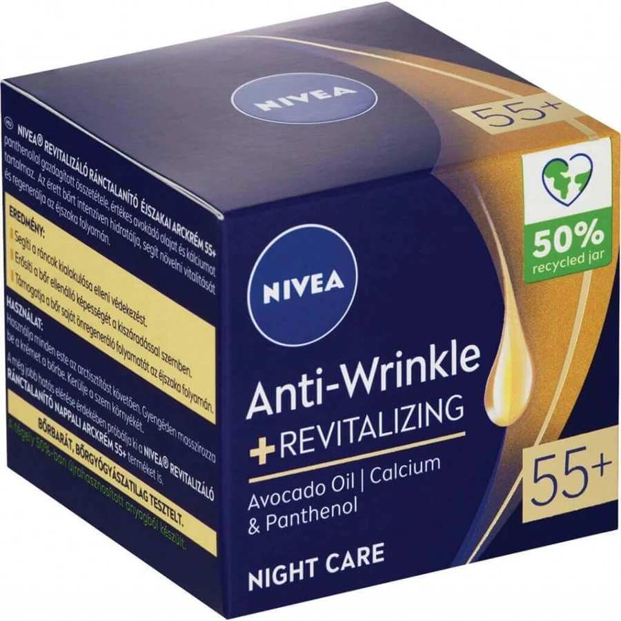 NIVEA 55+ проти зморшок 1×50 мл, відновлюючий нічний крем: ціни та характеристики