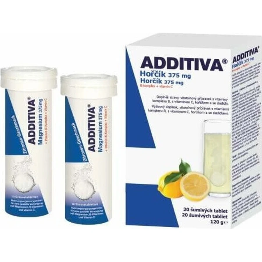 ADDITIVA Магній 375 мг + В-комплекс + вітамін С 1×20 табл, Магній + В-комплекс + вітамін С: ціни та характеристики
