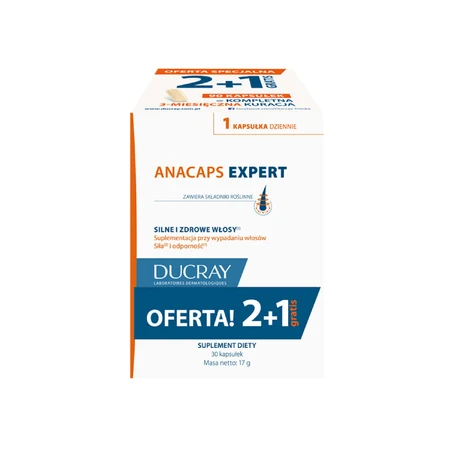 Набір Ducray Anacaps Expert, 2 x 30 капсул + 30 капсул безкоштовно УДАЛЕНА УПАКОВКА: ціни та характеристики