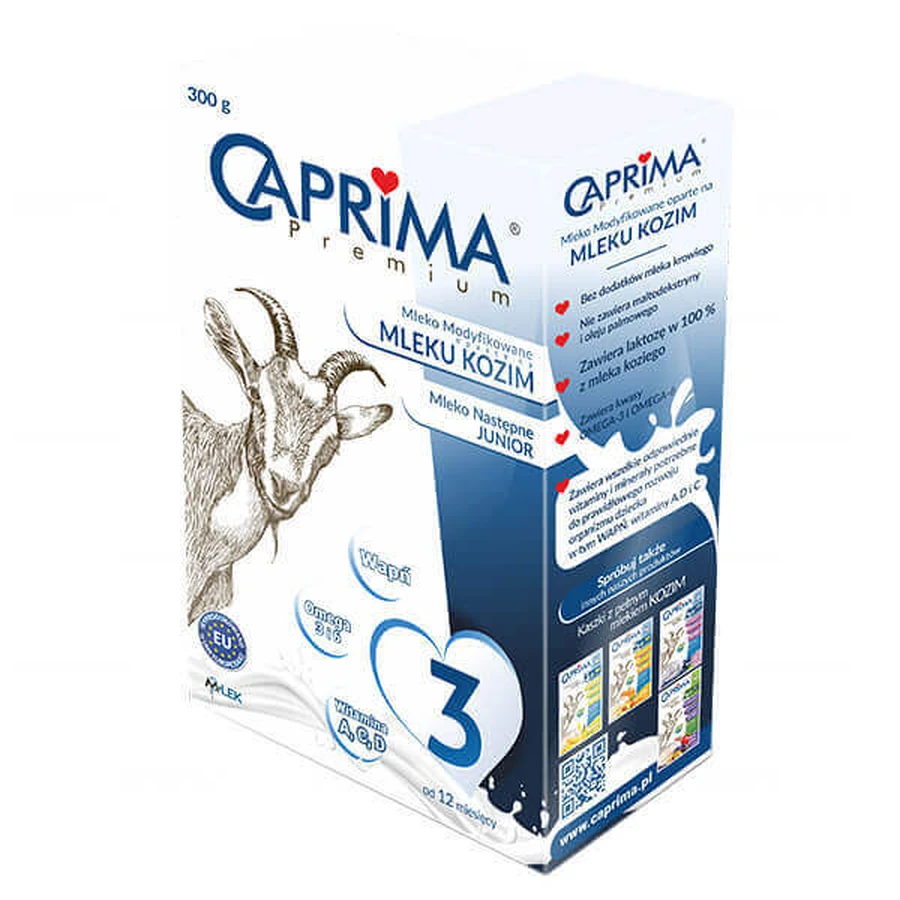 Caprima Premium 3 Junior, модифіковане молоко на основі козиного молока, з 12 місяців, 300 г: ціни та характеристики