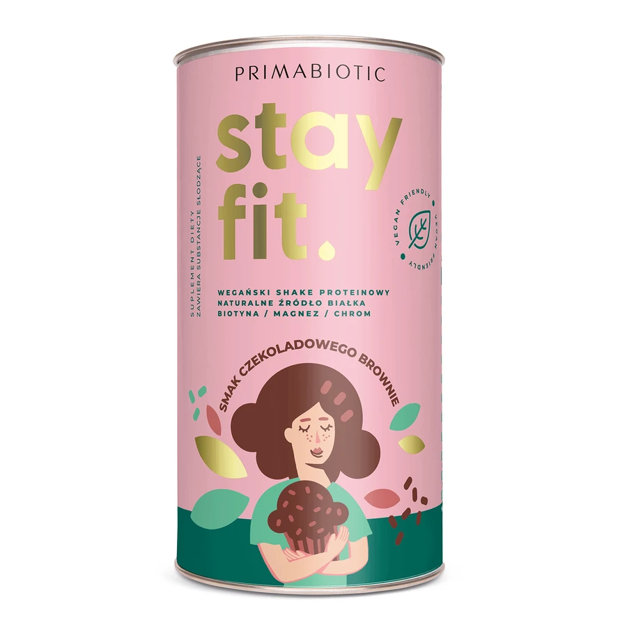 Primabiotic Stay Fit, веганський протеїновий коктейль зі смаком шоколадного брауні, 500 г: ціни та характеристики