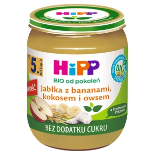 HiPP Фруктово-злаковый Био, яблоко с бананом, кокосом и овсом, после 5 месяцев, 160 г КОРОТКИЙ ДЕНЬ