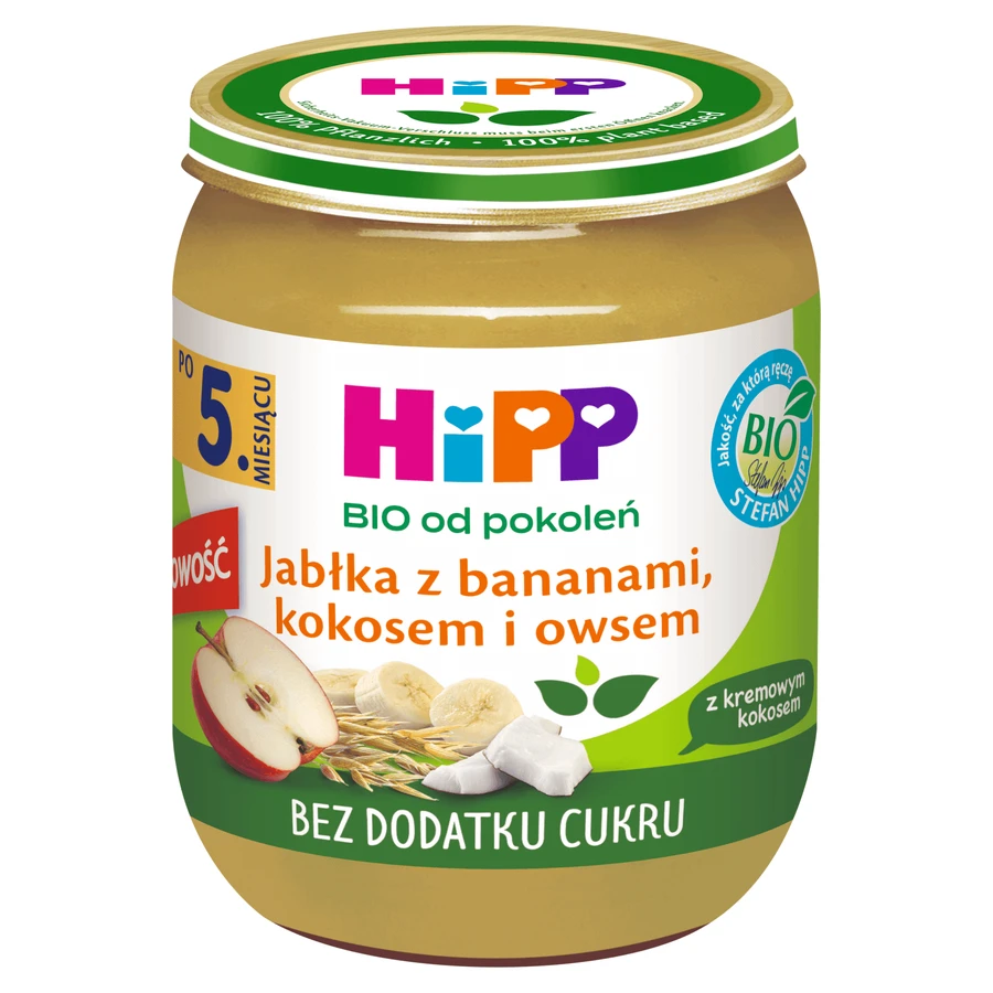 HiPP Фруктово-злаковый Био, яблоко с бананом, кокосом и овсом, после 5 месяцев, 160 г КОРОТКИЙ ДЕНЬ: цены и характеристики