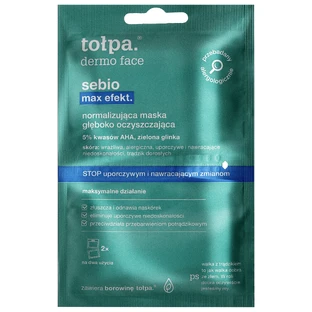 Topa Dermo Face Sebio Max Effect, нормалізуюча маска для глибокого очищення, 6 мл х 2 пакетики КОРОТКИЙ ТЕРМІН