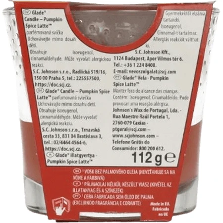 Glade Pumpkin Spice Latte, ароматическая свеча 112 г: цены и характеристики