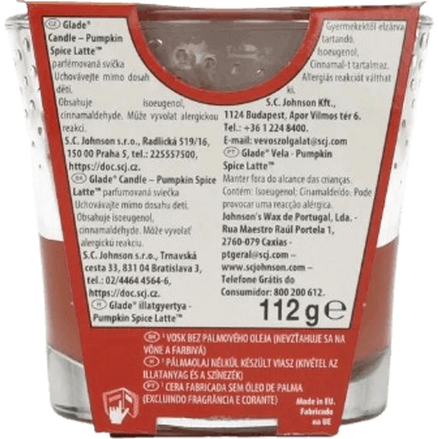 Glade Pumpkin Spice Latte, ароматическая свеча 112 г: цены и характеристики