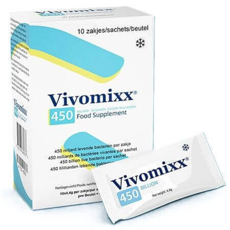 Пробіотик Vivomixx Пробіотик 450 мільярдів бактерій, 10 пакетиків, Bioscem: ціни та характеристики