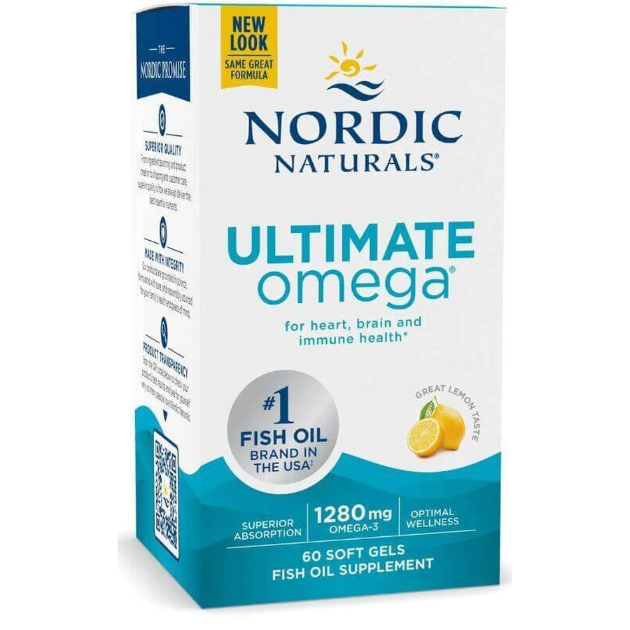 Ultimate Omega 1280 мг, лимон 60 капсул Nordic Naturals: цены и характеристики