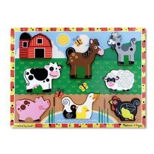 Деревянный пазл в relife, животные на ферме, +2 года, Melissa and Doug