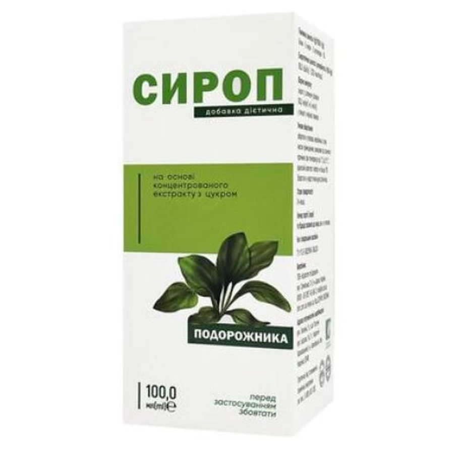 Подорожника Красота & Здоровье сироп на основе концентрированного экстракта с сахаром, 100 мл: цены и характеристики