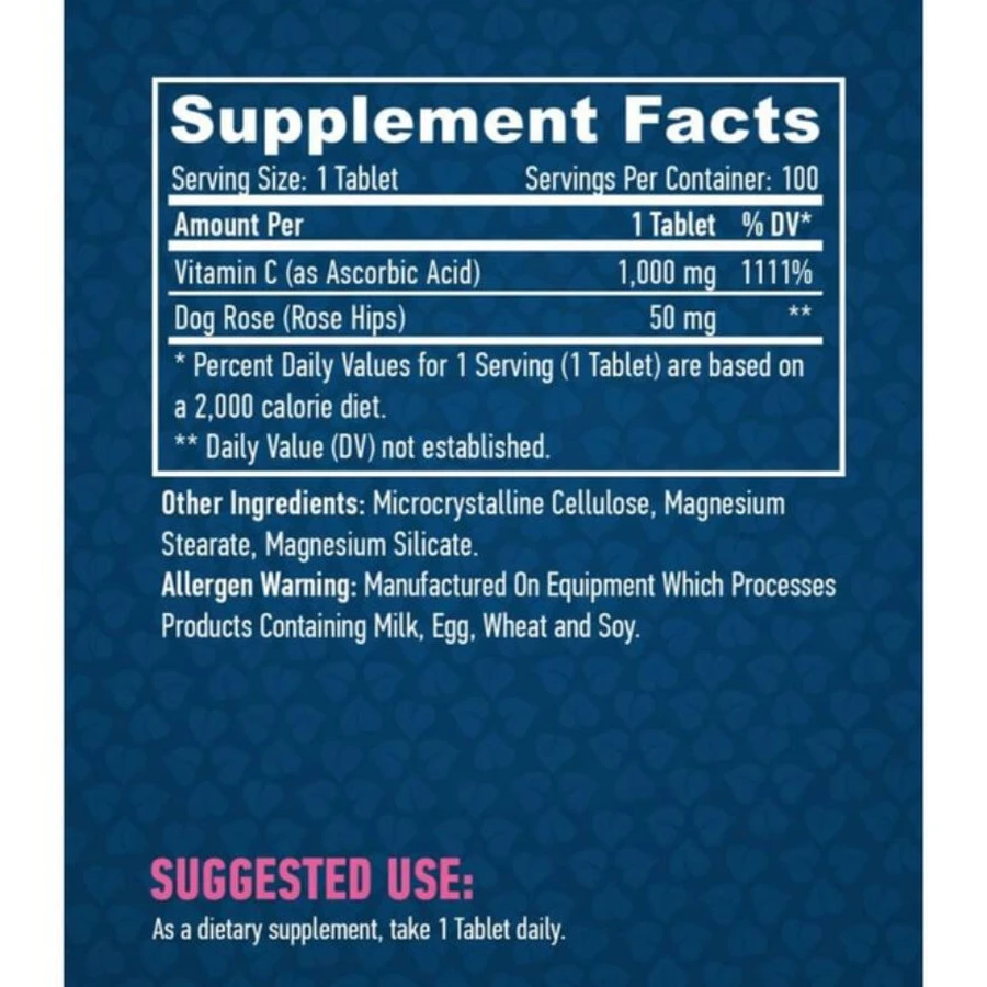 Вітамін С Haya Labs High Potency Vitamin C 1000 mg with Rose Hips, 100 табл.: ціни та характеристики