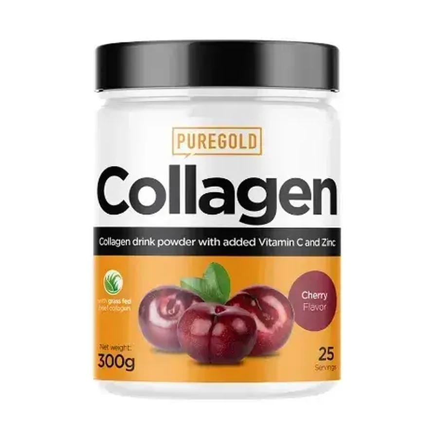 Колаген Pure Gold Collagen Cherry з вітаміном С та цинком, зі смаком вишні, 300 г: ціни та характеристики