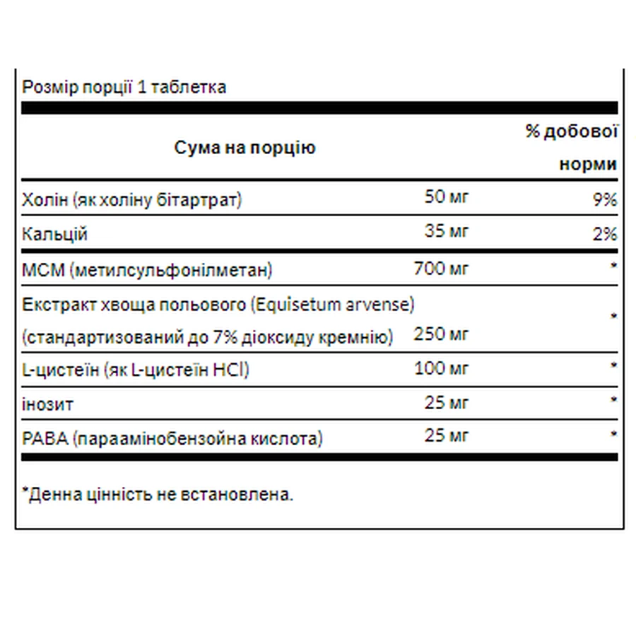 Формула для шкіри, волосся і нігтів Swanson Hair, Skin & Nails, 60 таблеток: ціни та характеристики