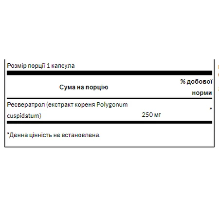 Ресвератрол 250 мг - 30 капсул: цены и характеристики