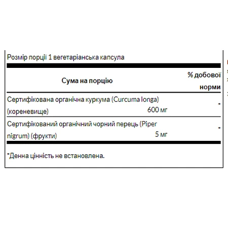 Тармерик Блек Пепер - 60 растительных капсул: цены и характеристики